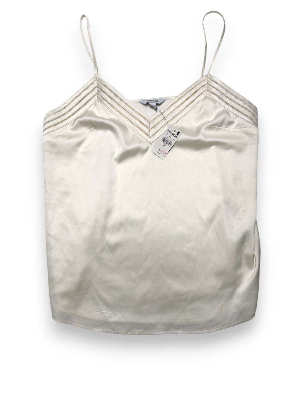 NWT Express Ivory Satin Chevron Detail Cami Top Size Medium